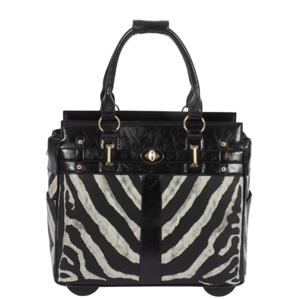 SERENGETI Zebra Print Rolling Laptop Bag | Briefcase or Travel Tote for Women |